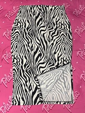 NWOT SHEIN Zebra Stripe Animal Print Long Slit Club Dress Maxi Spring Skirt